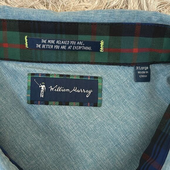 William Murray Classic Men's Performance Long Sleeve Button Down Shirt Blue XL - Picture 9 of 11